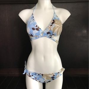 Billabong surf wrap around blue printed bikini set